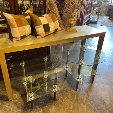 Gold Leaf Console Table 60 inches long. 18 inches deep. 29 tall.