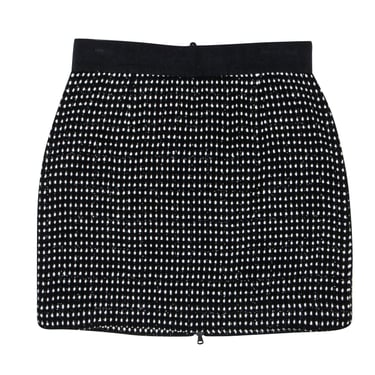 Milly - Black &amp; White Dotted Skirt w/ Metallic Black Grid Detail Sz 10