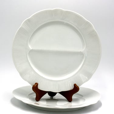 vintage Asparagus Plates White Porcelain Made in France Set of Two 
