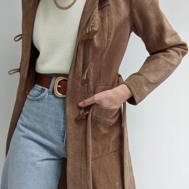 Incredible Vintage Sueded Leather Trench Coat
