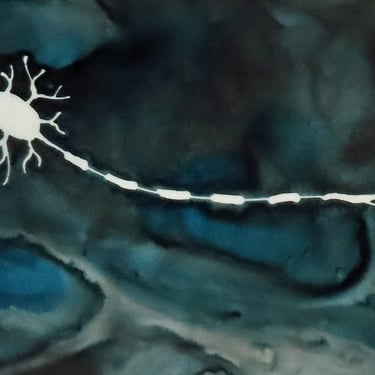 Motor Neuron 12 - original ink painting of brain cell - neuroscience art 