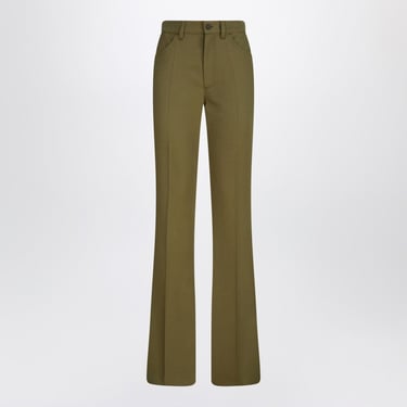The Attico Military Green Wool Gabardine Trousers Women