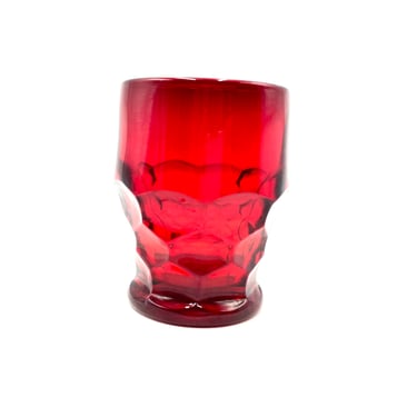Vintage Viking Ruby Red Glass Georgian Tumbler, Honeycomb Design, Lowball Glass, Retro Glassware, Drinkware, Barware 