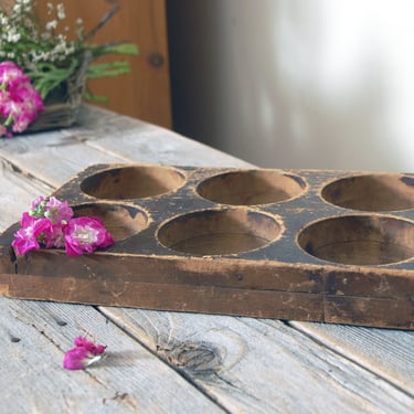 Antique wood coin tray / wooden cash draw change holder / trinket holder / desk drawer organizer / cheese mold /rustic decor / candle holder 