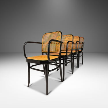 Set of Four (4) Bentwood Prague Model 811 Dining Chairs by Josef Frank Josef Hoffmann for Stendig Original Cane Seats & Backs, Poland, 1960s 