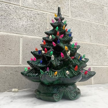Vintage Ceramic Tree Lamp Retro 1970s McNees Mold + Original by Fresolone + Christmas Tree Lamp + Large + Green + Holiday Decorations 