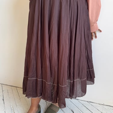 Vintage - Brown Silk Flowy Skirt (2X/3X)