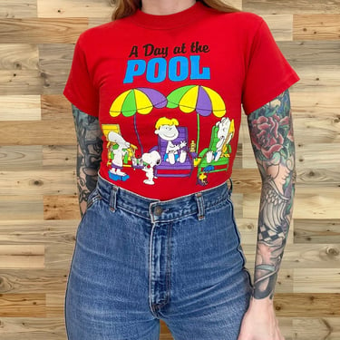 Peanuts A Day At The Pool Snoopy Vintage Tee Shirt 