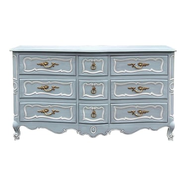 Drexel Country Hand Painted French Fontaine 9 Drawer Dresser 