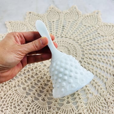 Vintage Fenton Hobnail Milk Glass Hand Bell, rare flawed version, vintage home decor, collectible, vintage hand bell, Christmas bell, gift 