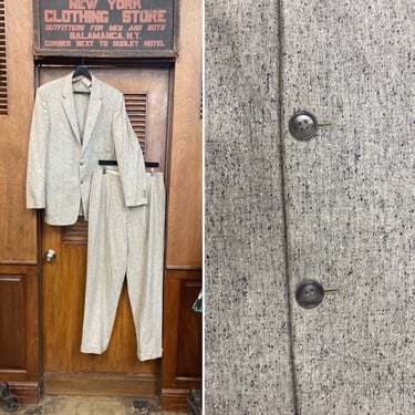 Vintage 1950’s Wool Fleck Elvis Style Rockabilly 2 Piece Suit, Jacket, Sportcoat, Blazer, Pants, Rockabilly, 1950s Suit, Atomic, Fleck, 