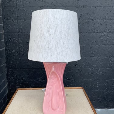 Pink 1950s Ceramic Lamp With Shade