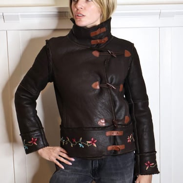 Vintage Vivienne Tam 1990s Brown Leather + Shearling Lined