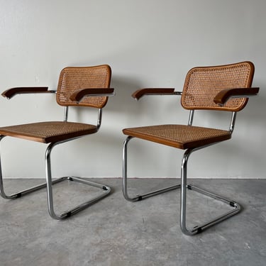 Pair of Vintage Cesca Armchairs by Marcel Breuer 