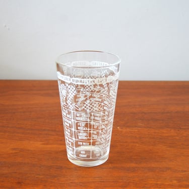 Vintage Cocktail Mixing Pint Glass with Classic Recipes in White, Retro Barware 