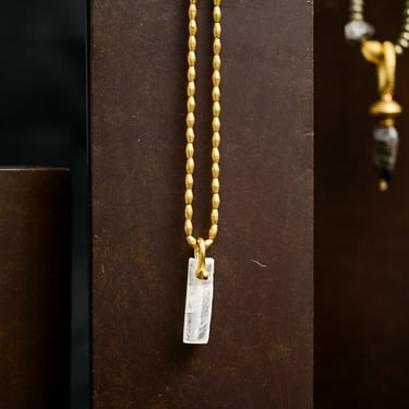 Brass Beaded Selenite Necklace