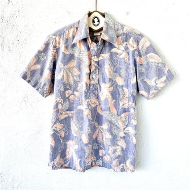Vintage 70s Hawaiian Aloha Shirt 1970s Hawaii Floral Collared Top 