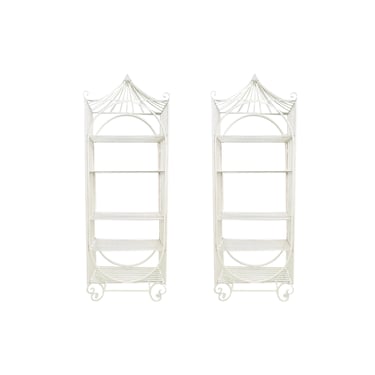 #1698 Pair of Tall Wrought Iron Pagoda Style Étagères