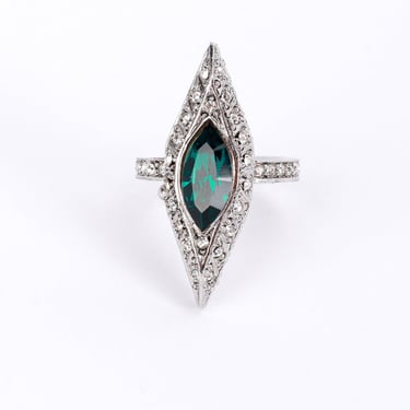 Art Deco Navette Crystal Cocktail Ring