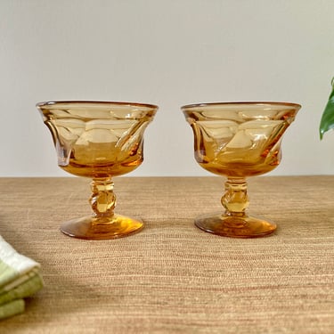 Vintage Jamestown Amber Tall Champagne Sherbet Glasses by Fostoria - Set of 2 