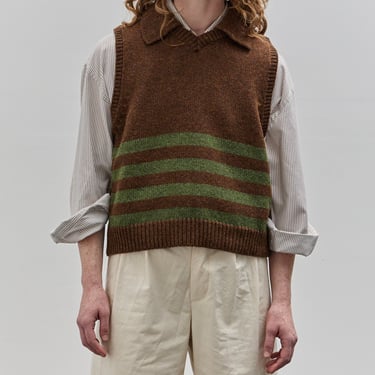 Cawley Lambswool Violet Vest, Dark Apple/Tobacco