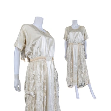 Antique Edwardian Lace Tea Dress with Ivory Lace FOR RESTORATION 