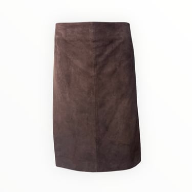 Loro Piana Chocolate Brown Suede Skirt, New/Old