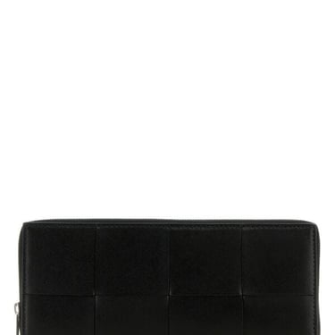 Bottega Veneta Men Black Leather Intrecciato Wallet