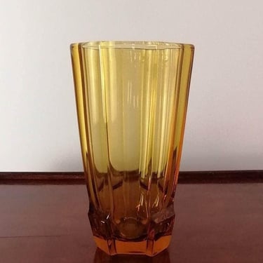 Josef Hoffman/ Moser/ 30's /Glass vase/ vintage/amber vase/ 