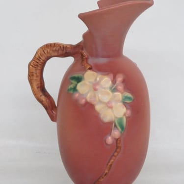 Roseville 916-8 1940s Apple Blossom Pitcher Vase with handle 2848B