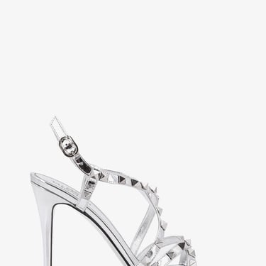 Valentino Garavani Woman Rockstud Woman Silver Sandals