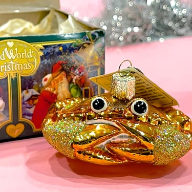 VINTAGE: Crab Glass Ornament in Box - Old World Christmas - Holiday Christmas - Fishing - Mercury Ornament 