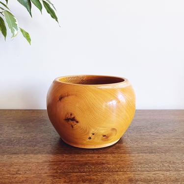 Vintage Hand-Turned Ash Wooden Bowl 