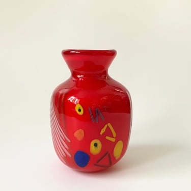 Vintage Red Art Glass Vase 