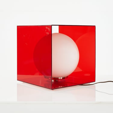 Laurel Mid Century Red Acrylic Cube Lamp - mcm 