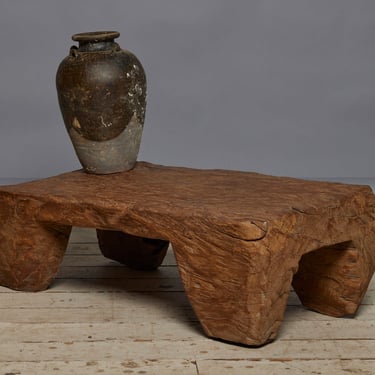 Early Rustic Kampung Bench Carved from Solid Teak