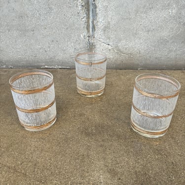 Set of 3 Mid Century Modern Culver Icicle Lowball Glasses