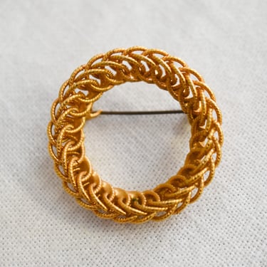 Vintage Gold Linked Circles Brooch 