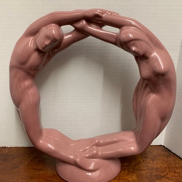 Vintage Haegar “Circle of Love” Statue in Mauve Pink 