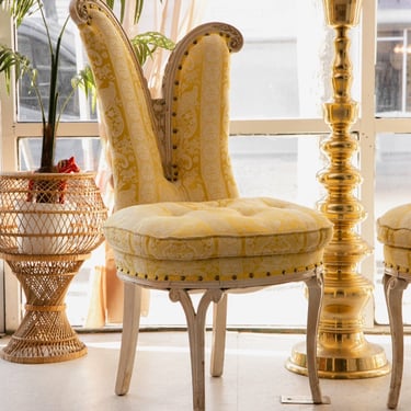 Pair of Baroque Vintage Yellow Accent Chairs