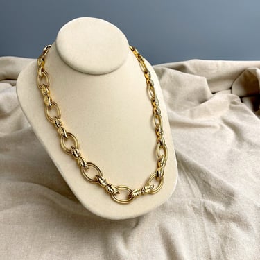 Napier leaf chain necklace - gold tone - 1980s vintage 