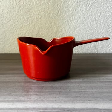 Vintage Orange Copco enameled cast iron Warmer, Fondue Pot, MID Century Modern Enamelware 