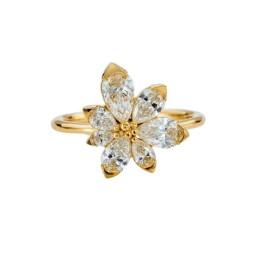 Asymmetric Blossom Engagement Ring with Pear Cut Diamonds - ARTËMER Trunk Show