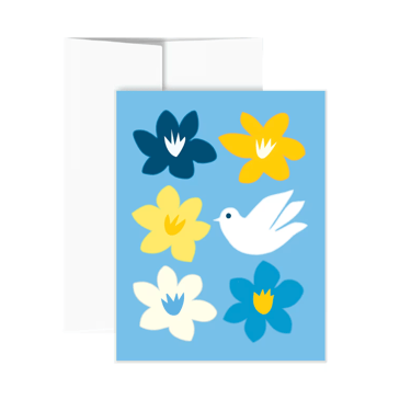 Holiday Card - Peace Flower (Blue)