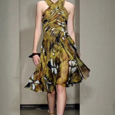 Donna Karan Spring 2012 Tribal Print Cross-Neck Dress