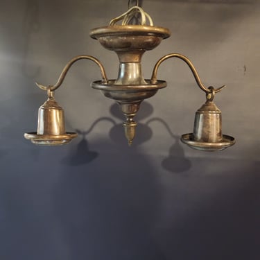 Vintage Brass 2 Bulb Semi Flush Light 13.5 x 7.5 x 4.75