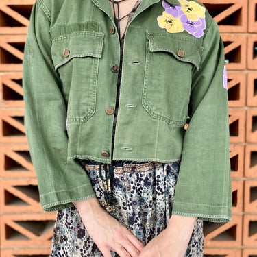 Flower Garden Cropped Fatigue Jacket