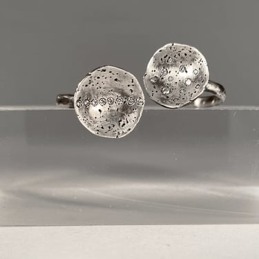 Small Rock Scatter Ring- Silver + Diamonds