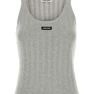 Miu Miu Women Grey Cotton Tank Top