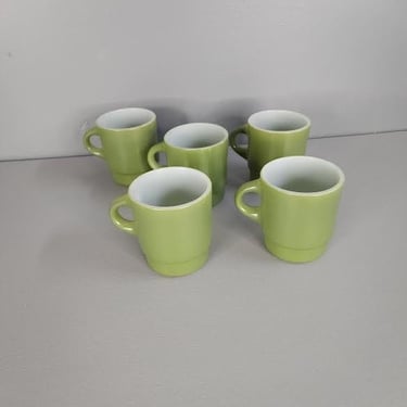 One Fire King Anchor Hocking Green D Handle Mug Multiples Available 
